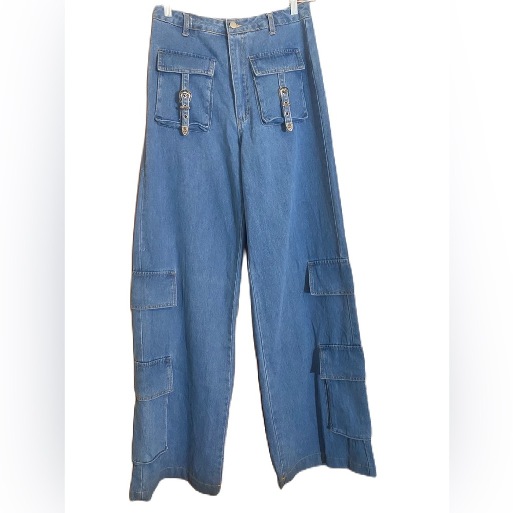 NWT Good Time USA High Waist Wide Leg Cargo Jeans size Medium